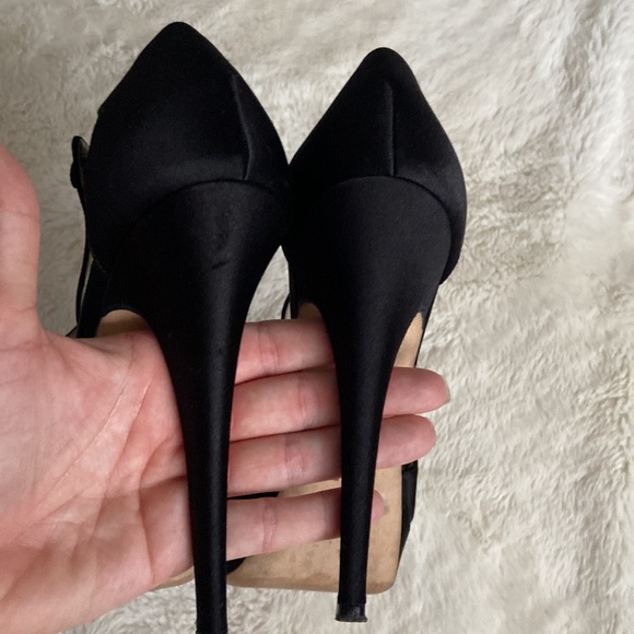 YSL black satin platform heels 38.5 fits like 7.5 US - Picture 13 of 13
